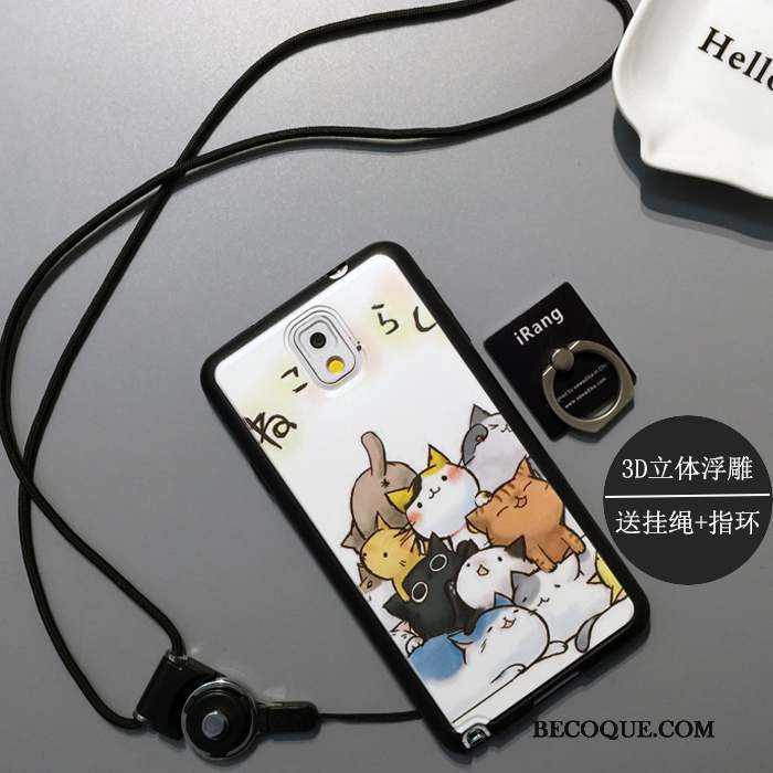 Samsung Galaxy Note 3 Coque Tout Compris Silicone Noir Dessin Animé Délavé En Daim Charmant