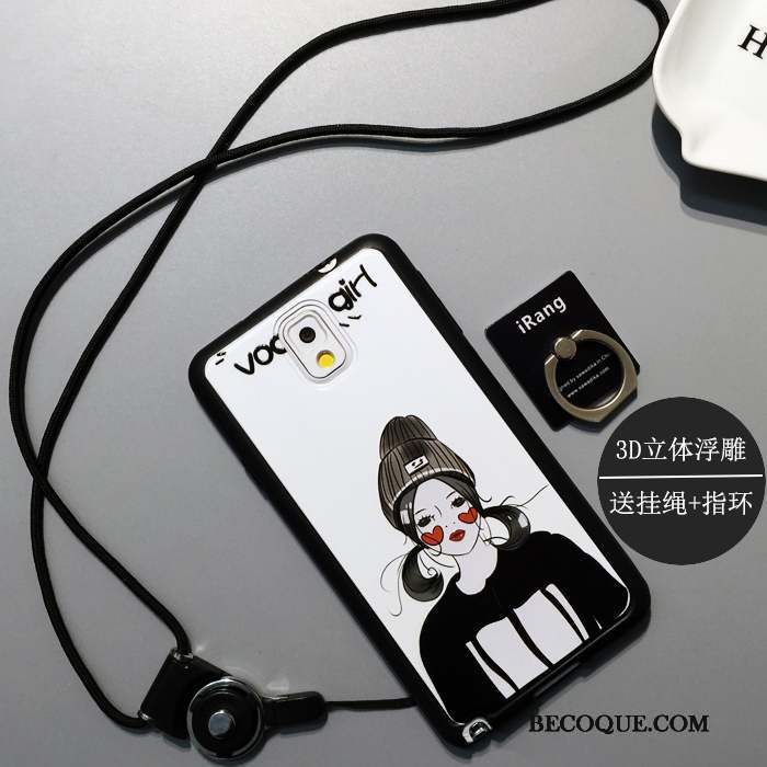 Samsung Galaxy Note 3 Coque Tout Compris Silicone Noir Dessin Animé Délavé En Daim Charmant