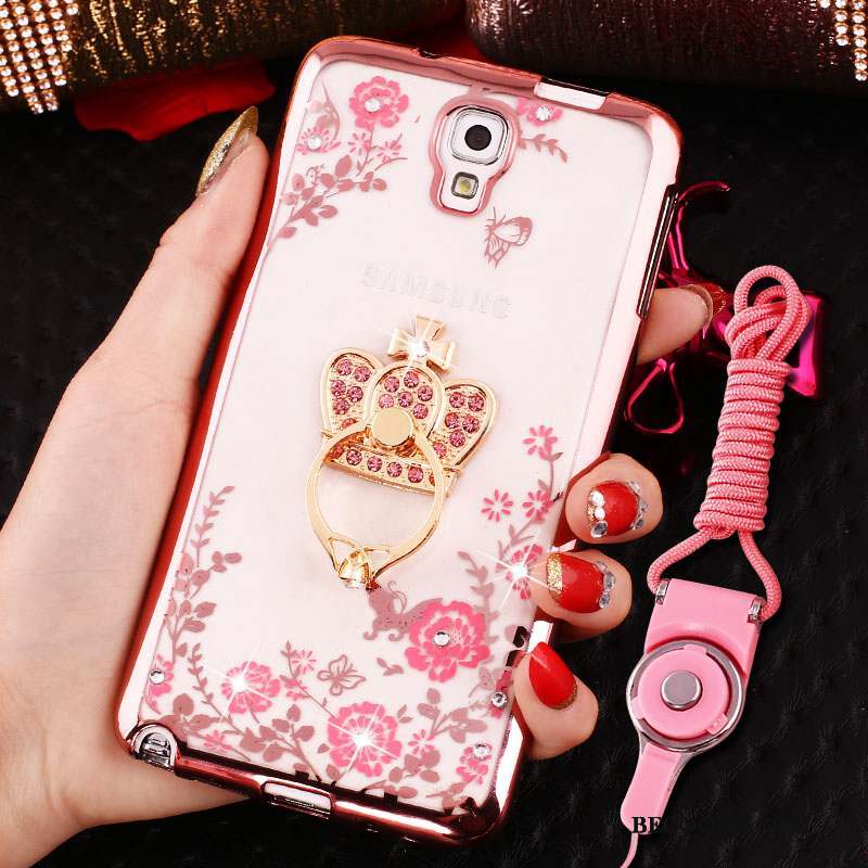 Samsung Galaxy Note 3 Silicone Ornements Suspendus Or Rose Coque De Téléphone Protection Étui