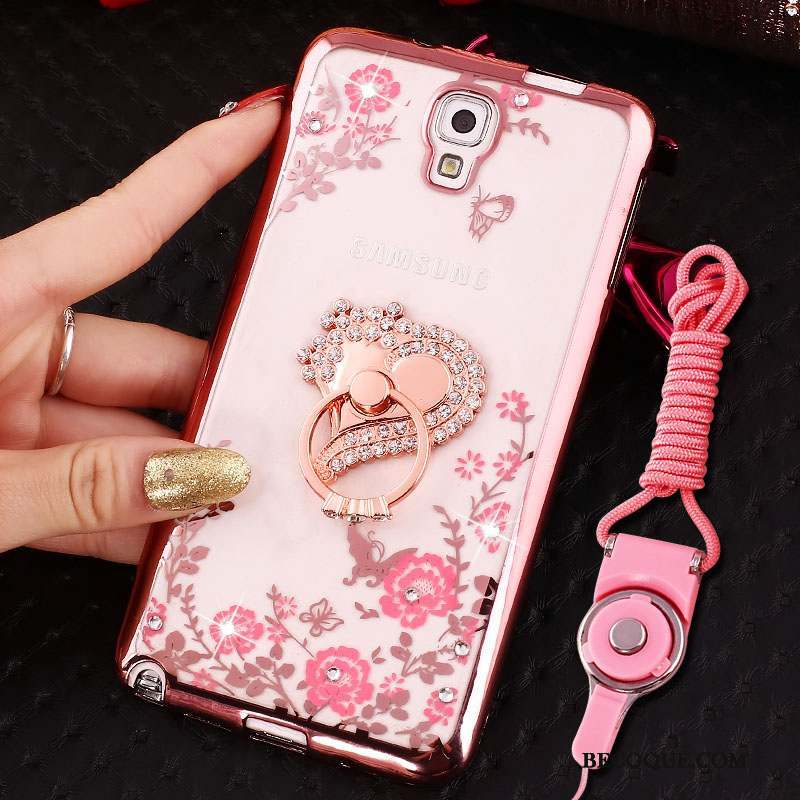 Samsung Galaxy Note 3 Silicone Ornements Suspendus Or Rose Coque De Téléphone Protection Étui