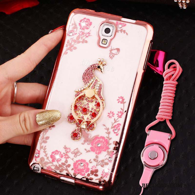 Samsung Galaxy Note 3 Silicone Ornements Suspendus Or Rose Coque De Téléphone Protection Étui