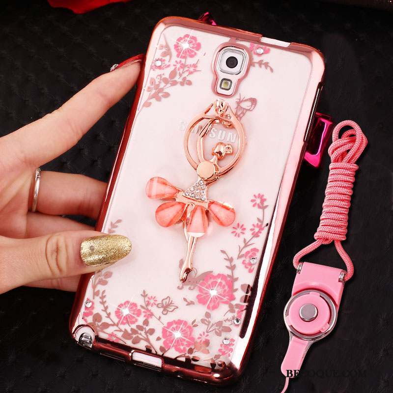 Samsung Galaxy Note 3 Silicone Ornements Suspendus Or Rose Coque De Téléphone Protection Étui