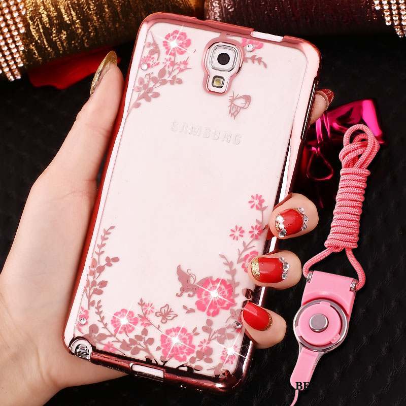 Samsung Galaxy Note 3 Silicone Ornements Suspendus Or Rose Coque De Téléphone Protection Étui