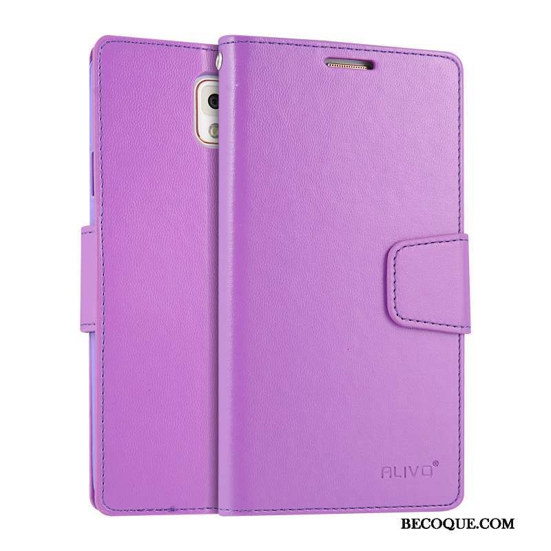 Samsung Galaxy Note 3 Violet Coque De Téléphone Clair Protection Clamshell Étui En Cuir