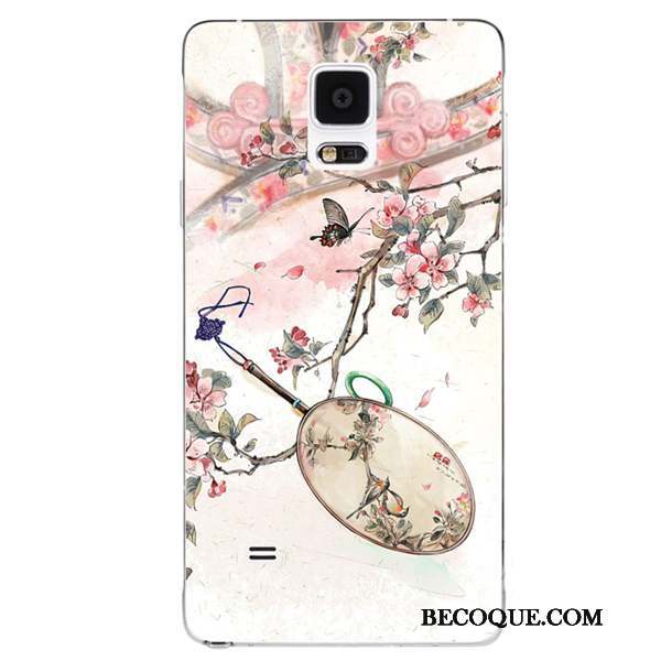 Samsung Galaxy Note 4 Blanc Coque De Téléphone Style Chinois Floral Fluide Doux Silicone