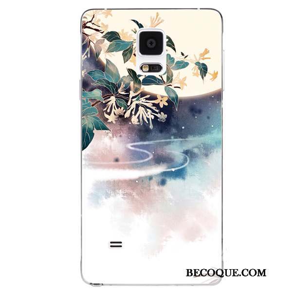 Samsung Galaxy Note 4 Blanc Coque De Téléphone Style Chinois Floral Fluide Doux Silicone