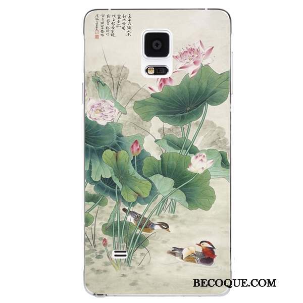 Samsung Galaxy Note 4 Blanc Coque De Téléphone Style Chinois Floral Fluide Doux Silicone