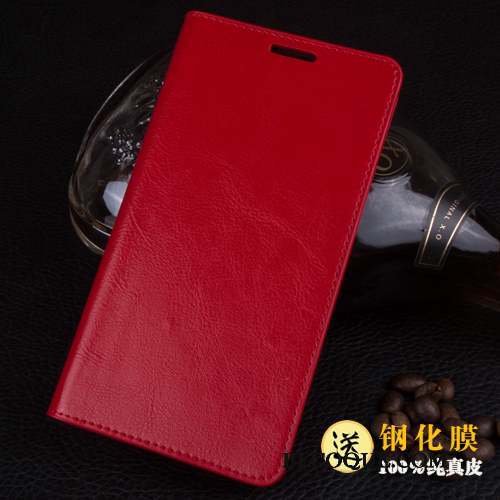 Samsung Galaxy Note 4 Coque De Téléphone Cuir Véritable Étui Clamshell Marron Couvercle Arrière