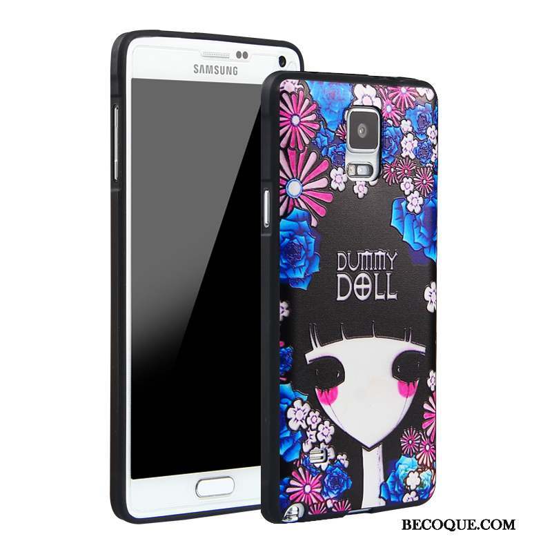 Samsung Galaxy Note 4 Coque Dessin Animé Tout Compris Incassable Fluide Doux Bleu Silicone
