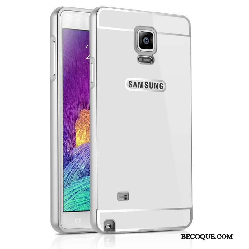 Samsung Galaxy Note 4 Coque Incassable Métal Protection Border Miroir Rose