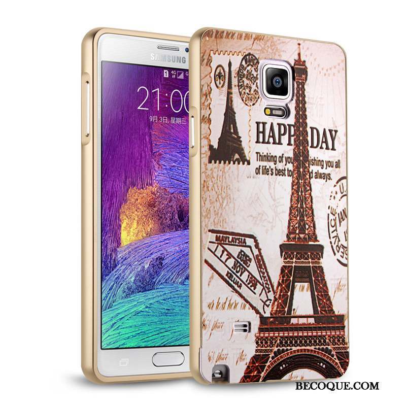 Samsung Galaxy Note 4 Coque Incassable Métal Protection Border Miroir Rose