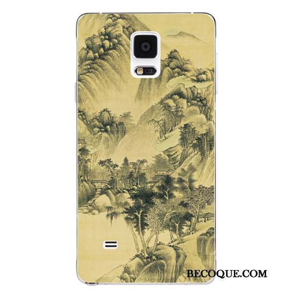 Samsung Galaxy Note 4 Coque Oiseau Prune Style Chinois Étui Téléphone Portable Fluide Doux