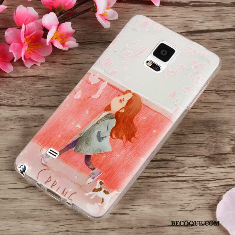 Samsung Galaxy Note 4 Coque Silicone Noir Fleurs Incassable Créatif Fluide Doux