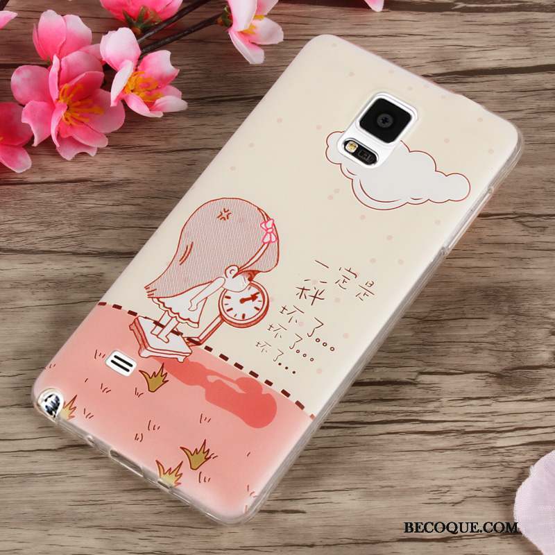 Samsung Galaxy Note 4 Coque Silicone Noir Fleurs Incassable Créatif Fluide Doux