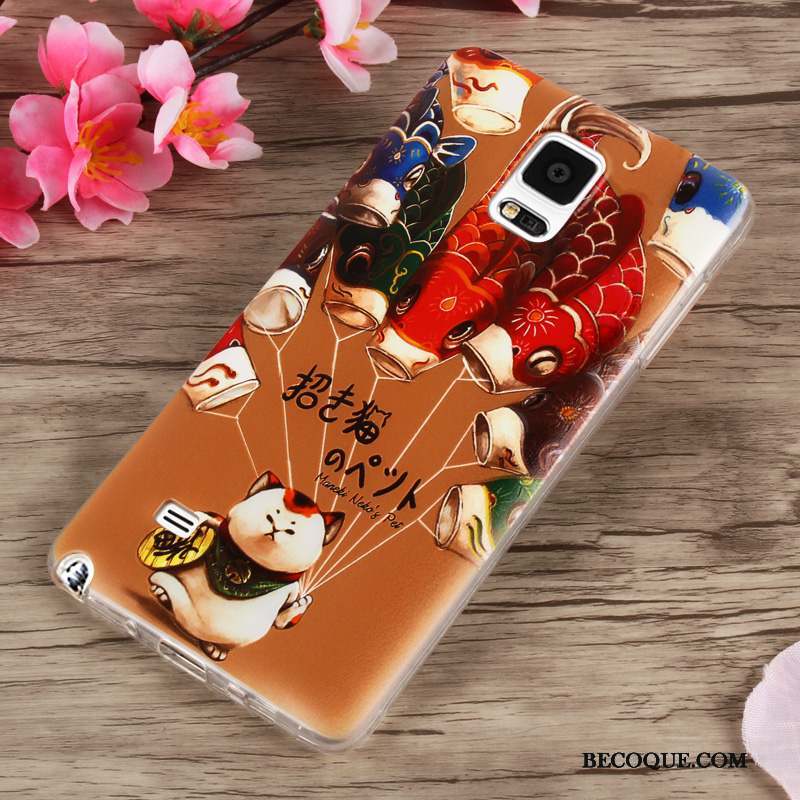 Samsung Galaxy Note 4 Coque Silicone Noir Fleurs Incassable Créatif Fluide Doux