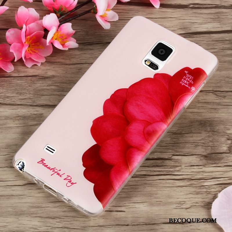 Samsung Galaxy Note 4 Coque Silicone Noir Fleurs Incassable Créatif Fluide Doux