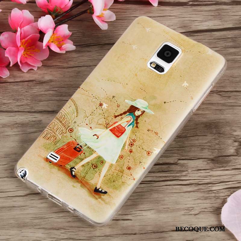 Samsung Galaxy Note 4 Coque Silicone Noir Fleurs Incassable Créatif Fluide Doux