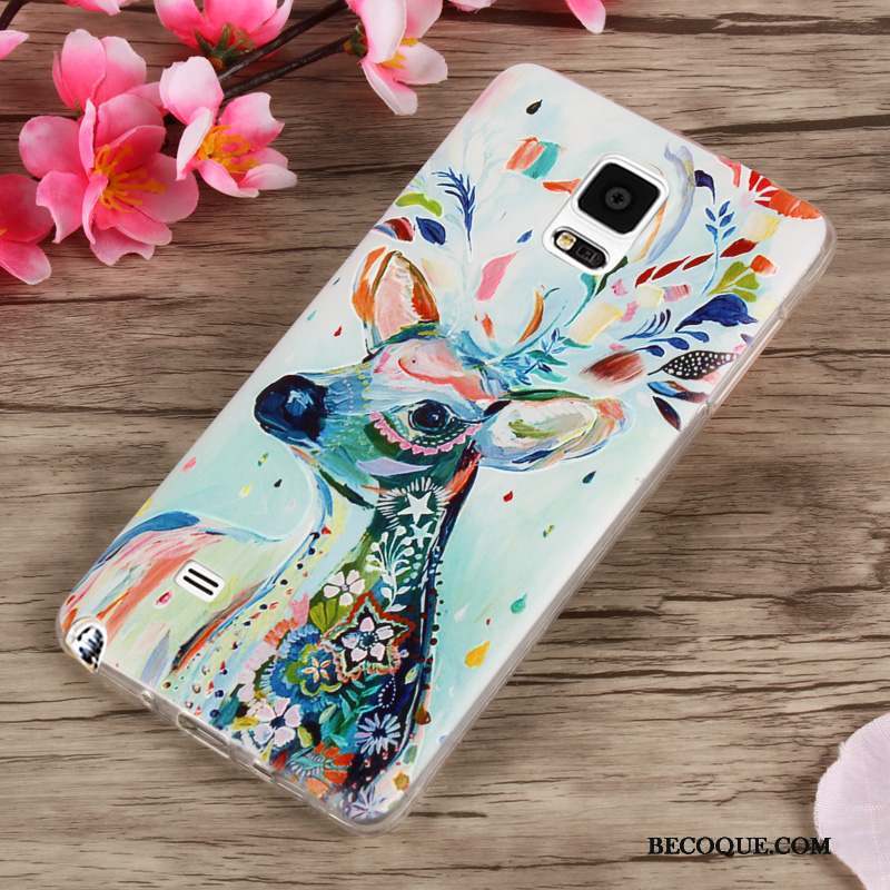 Samsung Galaxy Note 4 Coque Silicone Noir Fleurs Incassable Créatif Fluide Doux