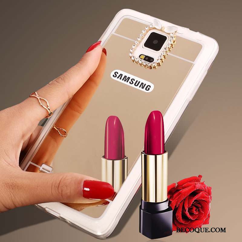 Samsung Galaxy Note 4 Coque Strass Nouveau Fluide Doux Étui Silicone Miroir