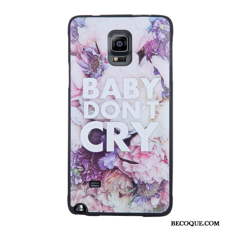 Samsung Galaxy Note 4 Coque Tempérer Membrane Étui Dessin Animé Violet Fluide Doux