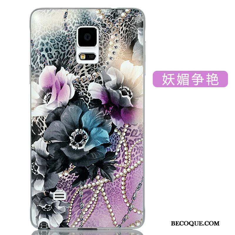 Samsung Galaxy Note 4 Coque Très Mince Strass Dessin Animé Bleu Délavé En Daim Étui