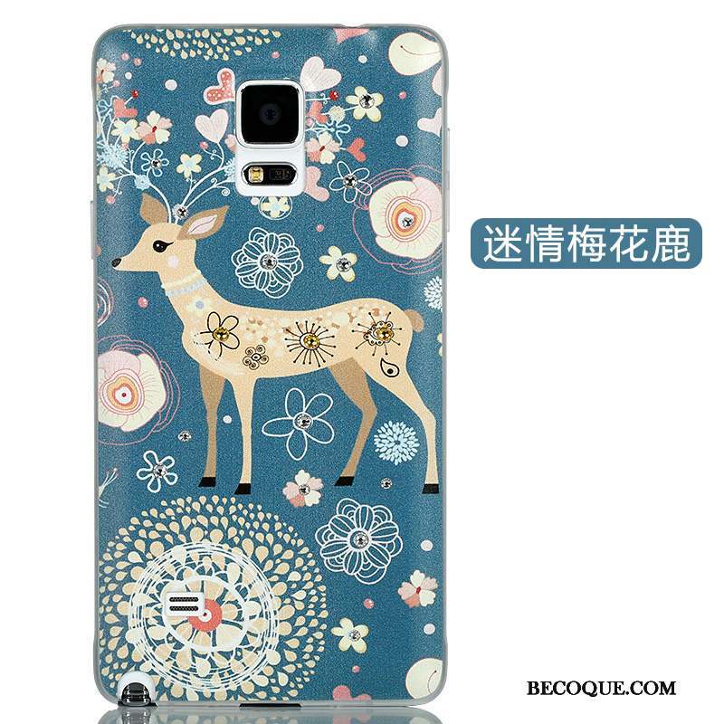 Samsung Galaxy Note 4 Coque Très Mince Strass Dessin Animé Bleu Délavé En Daim Étui