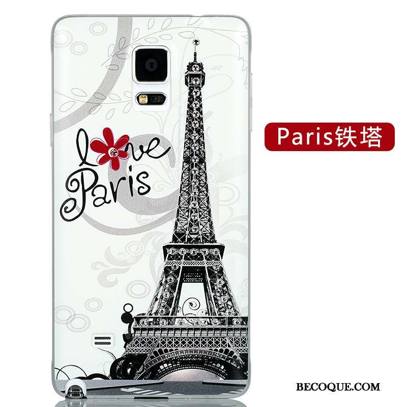 Samsung Galaxy Note 4 Coque Très Mince Strass Dessin Animé Bleu Délavé En Daim Étui