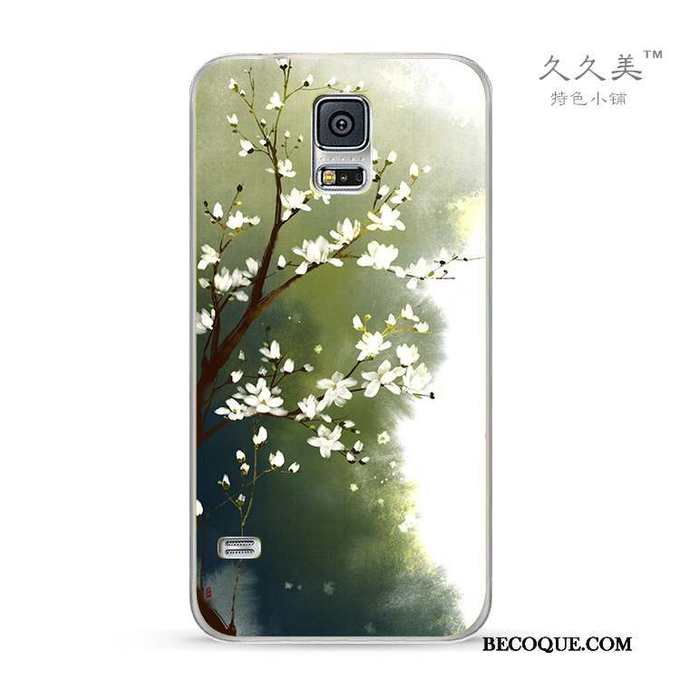 Samsung Galaxy Note 4 Coque Vert Encre Frais Style Chinois Fluide Doux Silicone