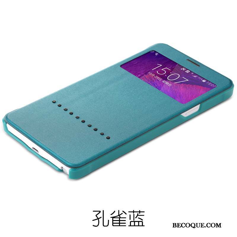 Samsung Galaxy Note 4 Housse Étui Protection Bleu Étui En Cuir Coque De Téléphone