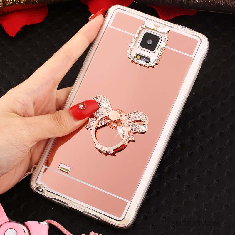 Samsung Galaxy Note 4 Ornements Suspendus Étui Coque Fluide Doux De Téléphone Or Rose