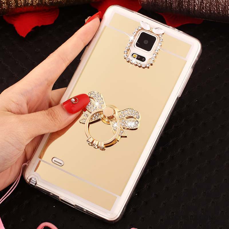 Samsung Galaxy Note 4 Ornements Suspendus Étui Coque Fluide Doux De Téléphone Or Rose