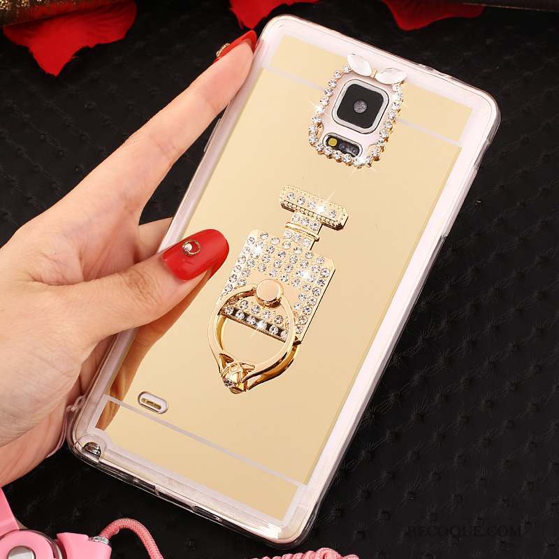 Samsung Galaxy Note 4 Ornements Suspendus Étui Coque Fluide Doux De Téléphone Or Rose