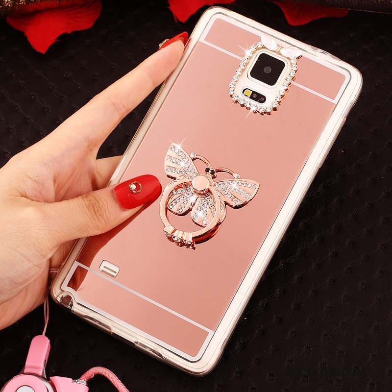 Samsung Galaxy Note 4 Ornements Suspendus Étui Coque Fluide Doux De Téléphone Or Rose