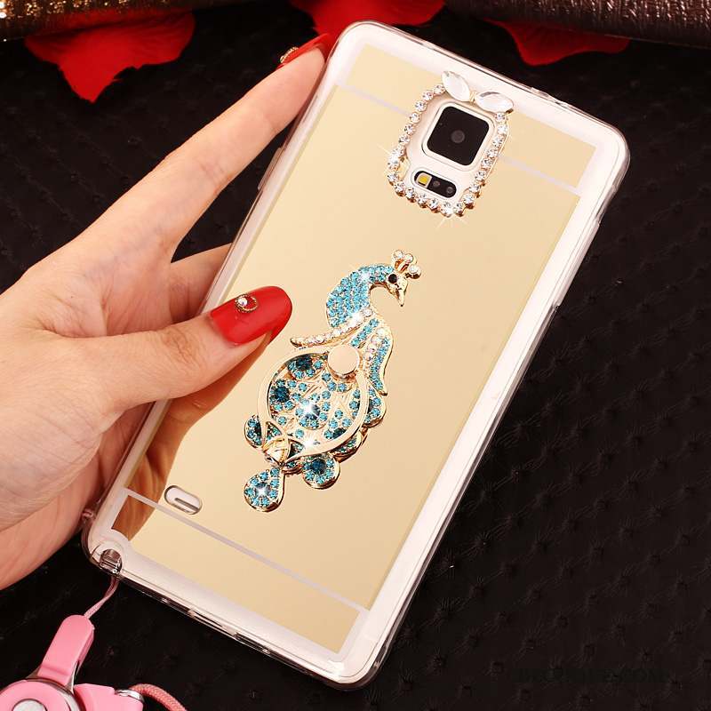 Samsung Galaxy Note 4 Ornements Suspendus Étui Coque Fluide Doux De Téléphone Or Rose