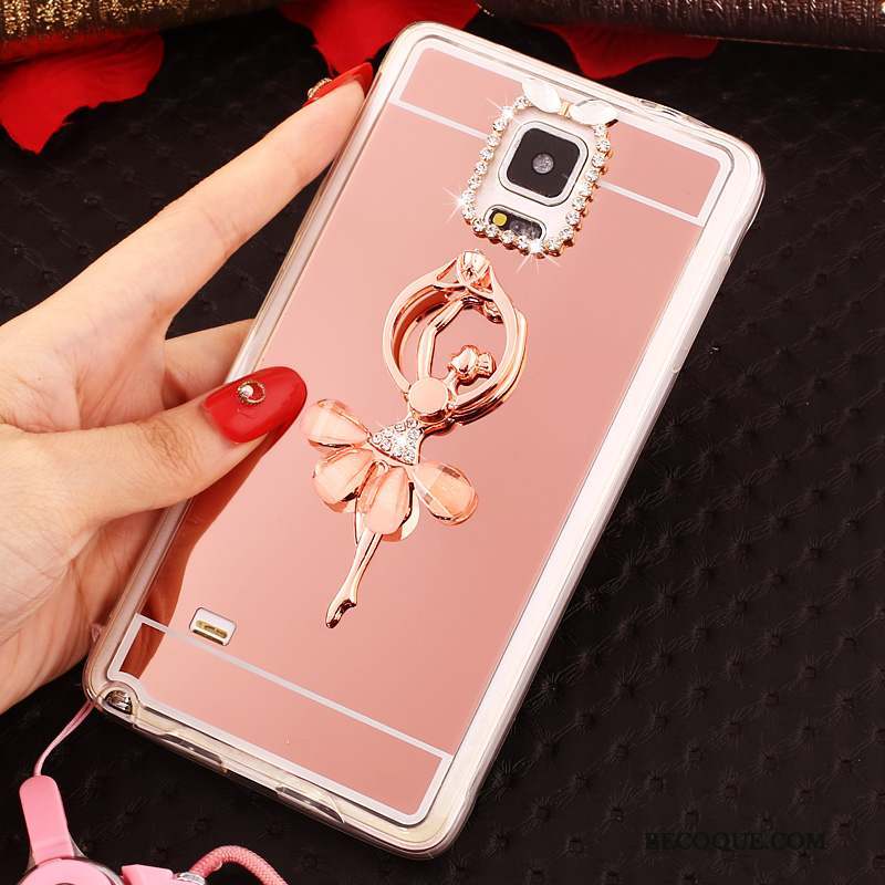 Samsung Galaxy Note 4 Ornements Suspendus Étui Coque Fluide Doux De Téléphone Or Rose