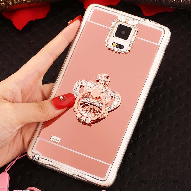 Samsung Galaxy Note 4 Ornements Suspendus Étui Coque Fluide Doux De Téléphone Or Rose