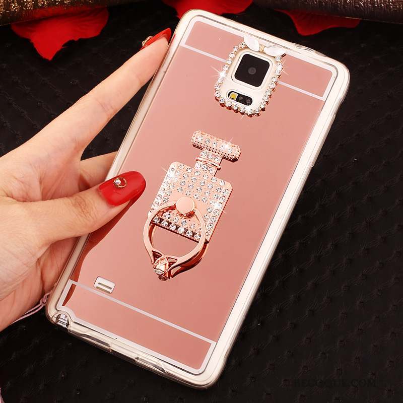 Samsung Galaxy Note 4 Ornements Suspendus Étui Coque Fluide Doux De Téléphone Or Rose