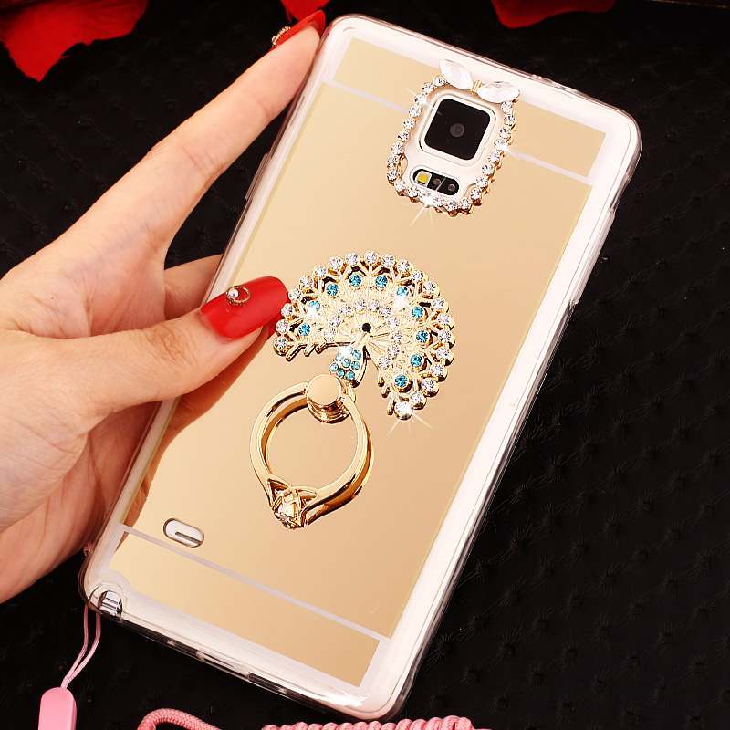 Samsung Galaxy Note 4 Ornements Suspendus Étui Coque Fluide Doux De Téléphone Or Rose