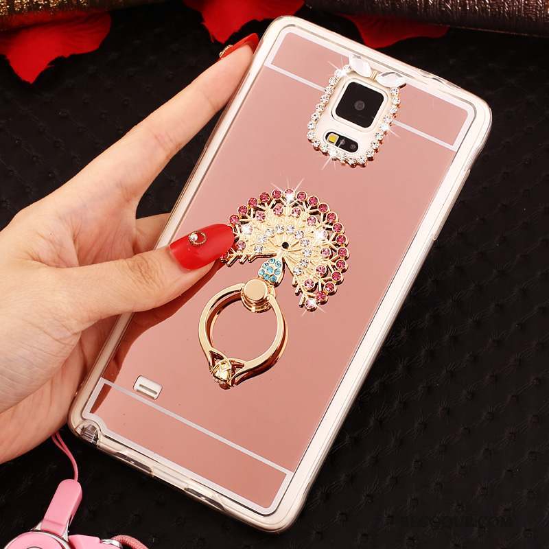 Samsung Galaxy Note 4 Ornements Suspendus Étui Coque Fluide Doux De Téléphone Or Rose