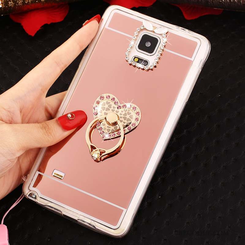 Samsung Galaxy Note 4 Ornements Suspendus Étui Coque Fluide Doux De Téléphone Or Rose