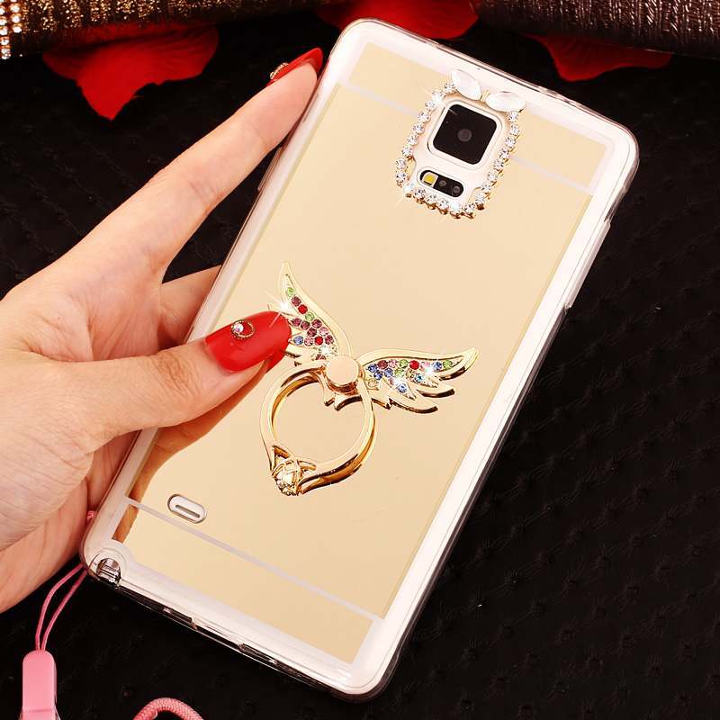 Samsung Galaxy Note 4 Ornements Suspendus Étui Coque Fluide Doux De Téléphone Or Rose