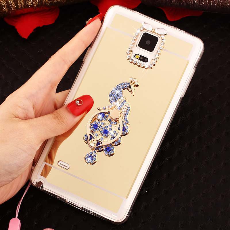 Samsung Galaxy Note 4 Ornements Suspendus Étui Coque Fluide Doux De Téléphone Or Rose