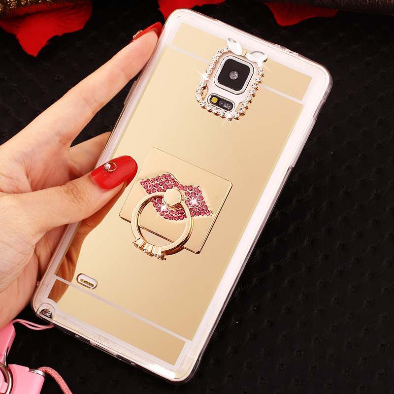 Samsung Galaxy Note 4 Ornements Suspendus Étui Coque Fluide Doux De Téléphone Or Rose