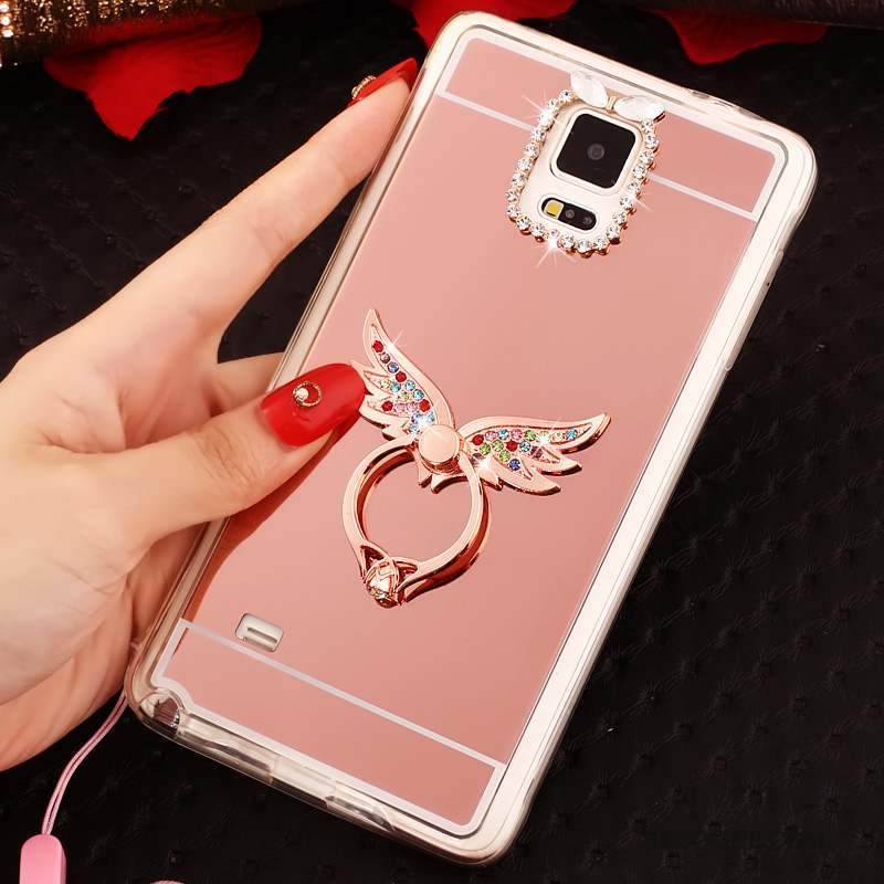 Samsung Galaxy Note 4 Ornements Suspendus Étui Coque Fluide Doux De Téléphone Or Rose