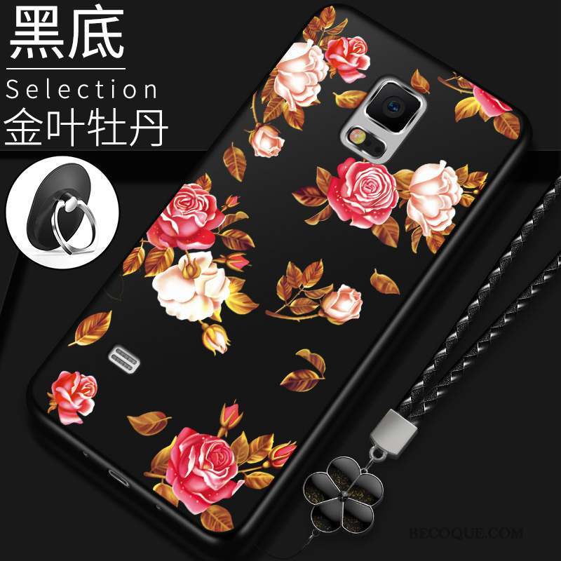 Samsung Galaxy Note 4 Silicone Coque Rouge Couvercle Arrière Tout Compris Fleurs