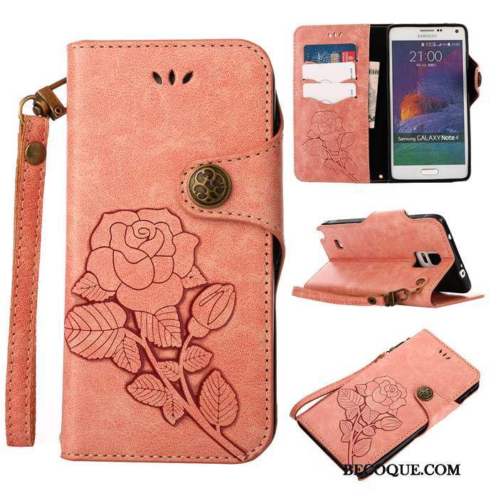 Samsung Galaxy Note 4 Tout Compris Cuir Véritable Fluide Doux Coque De Téléphone Clamshell Orange