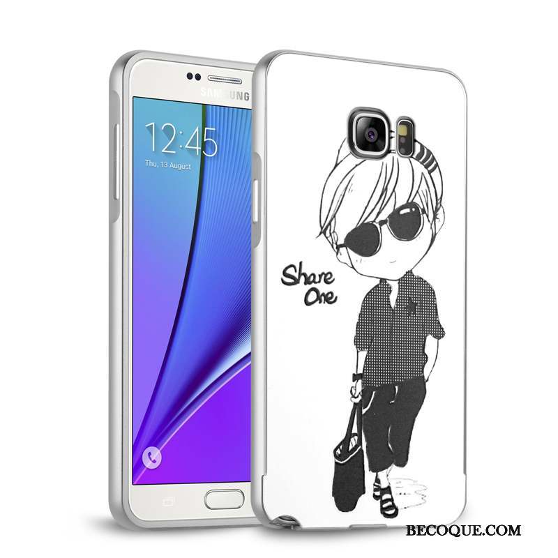 Samsung Galaxy Note 5 Coque Argent Border Téléphone Portable Étui Miroir Incassable