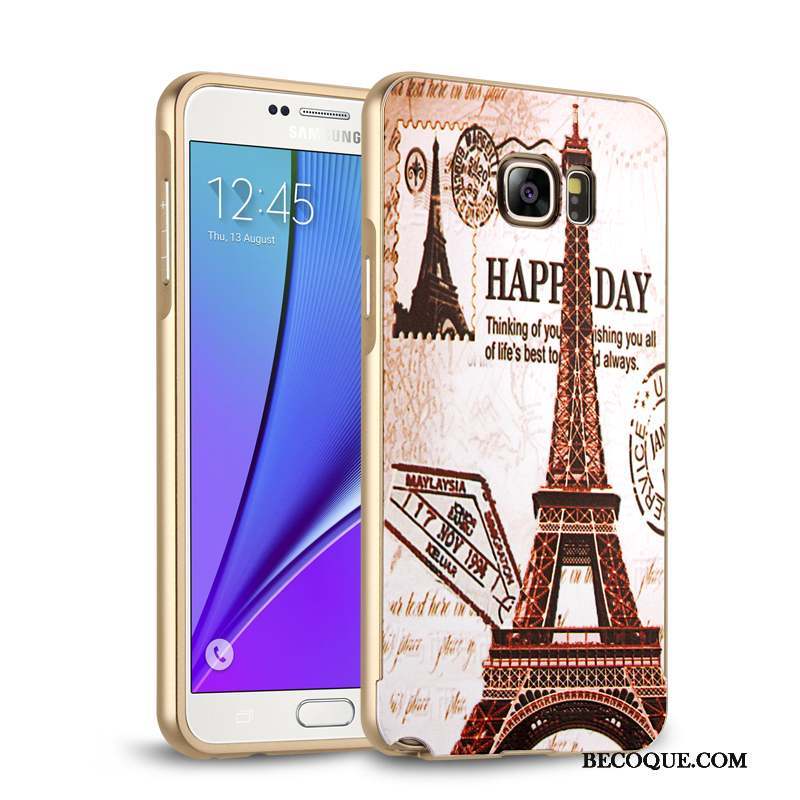 Samsung Galaxy Note 5 Coque Argent Border Téléphone Portable Étui Miroir Incassable