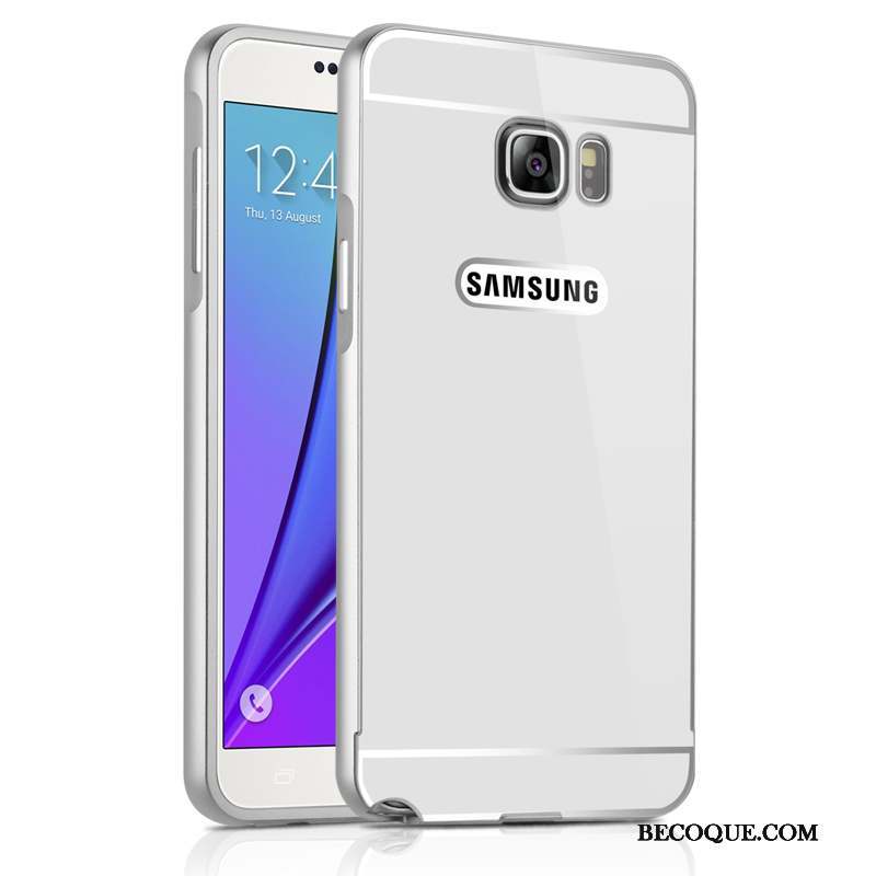 Samsung Galaxy Note 5 Coque Argent Border Téléphone Portable Étui Miroir Incassable