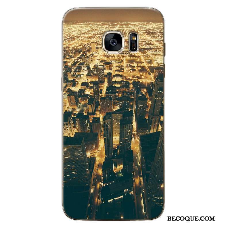 Samsung Galaxy Note 5 Coque Créatif Silicone Jaune Tout Compris Paysage Incassable